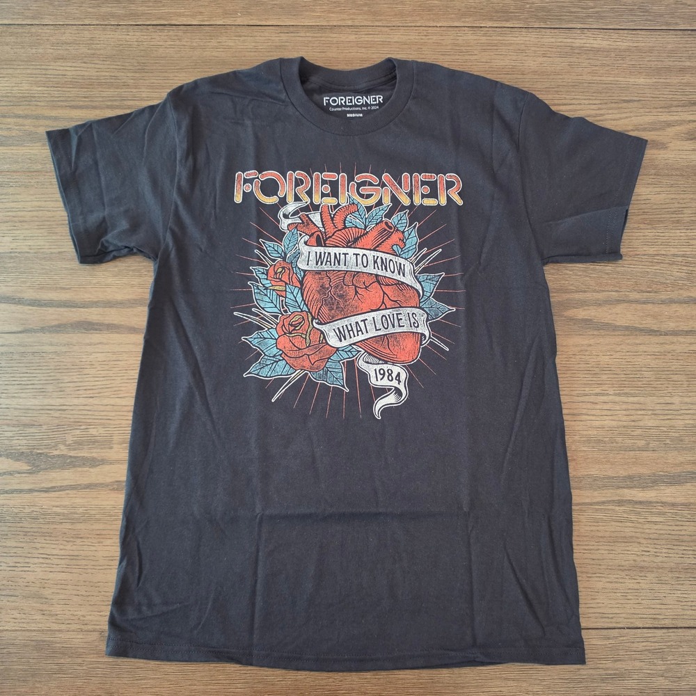 Foreigner I Want to Know What Love Is 1984 Band T-Shirt Mens Medium Black Cotton